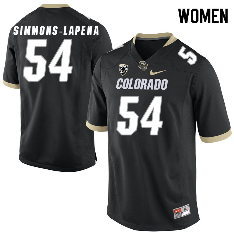 Women #54 Bo Simmons-Lapena Colorado Buffaloes College Football Jerseys Stitched Sale-Black - Click Image to Close